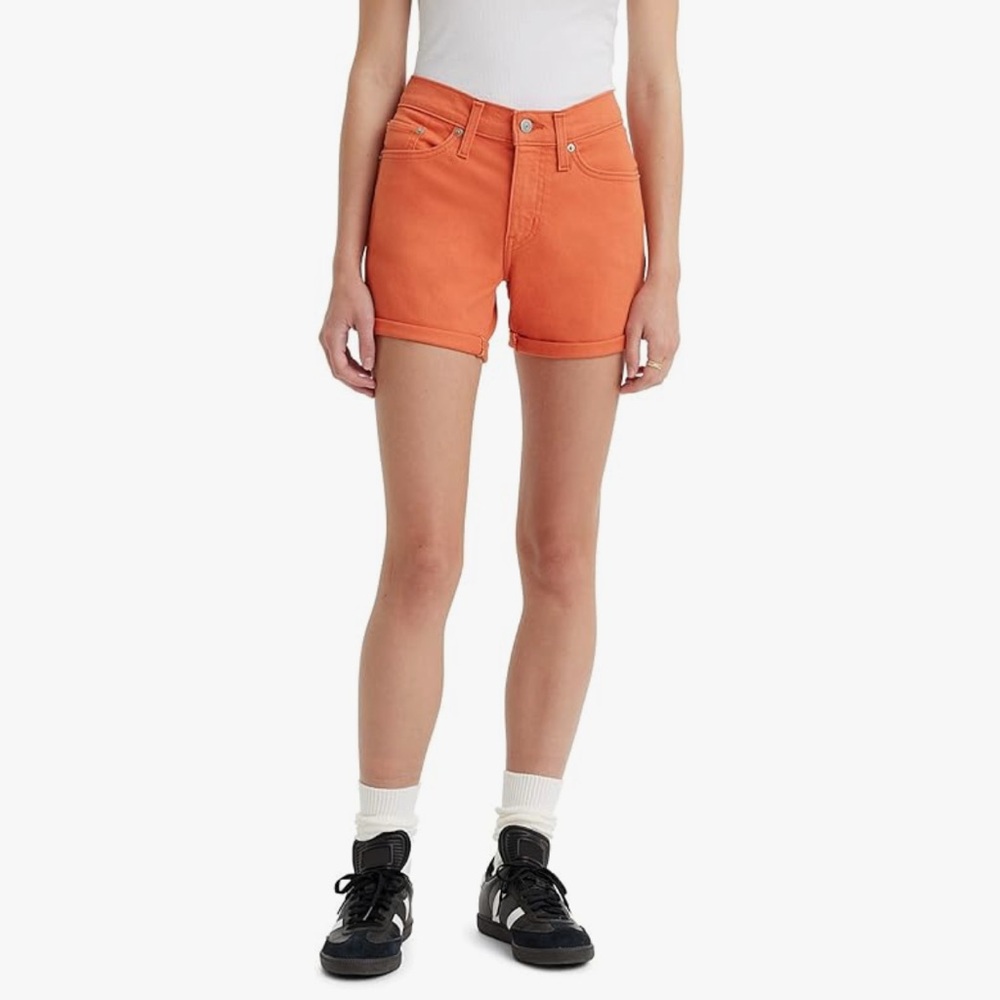 Levi's Orange Jean Shorts Mid-Thigh Slim Fit